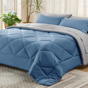 Bedsure Comforter Set – Bed in a Bag with Contrast Color Solid Design, Soft All-Season Bedding Set - 1 of 4