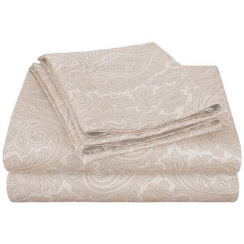 Vintage Bohemian Floral 600 Thread Count Paisley Cotton Blend Deep Pocket Bed Sheet Set by Blue Nile Mills
