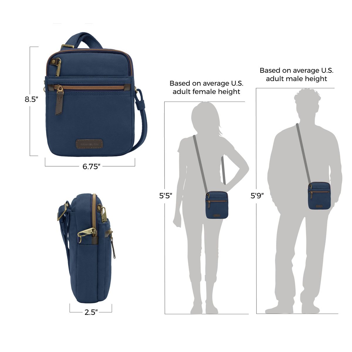 Travelon Anti-Theft Courier Small N/S Slim - thumbnail 2