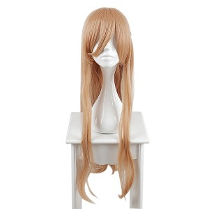 Unique Bargains Women's Wigs 35" Light Gold Tone with Wig Cap - 1 of 4