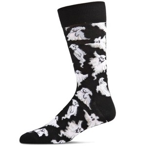 Memoi Men's Halloween Cool Ghoul Ghost Novelty Crew Sock - 1 of 4