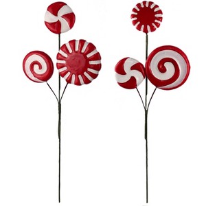 Floral Home 17" Red and White Peppermint Spray - Christmas Décor - 6-Piece - 1 of 4