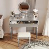 Luxury Vanity Desk with Round Mirror,Height-Adjustable, Stylish Dressing Table Set, 4 Drawers & Stool - 2 of 4