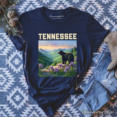 Scenic Tennessee State Great Smoky Mountains T-Shirt, Black Bear and Wildflower Nature Tee and Travel Souvenir | OrnamentallyYou