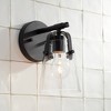 Possini Euro Design Modern Wall Light Sconce Black Metal Hardwired 5 1/4" Fixture Clear Glass Shade for Bedroom Bathroom Bedside - 2 of 4