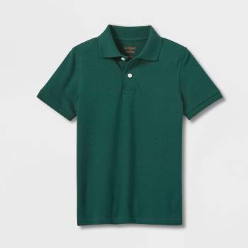 Boys' Short Sleeve Pique Uniform Polo Shirt - Cat & Jack™ Dark Green L