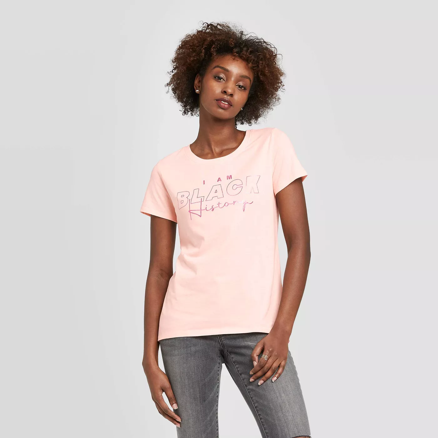Well Worn Women's I Am Black History Short Sleeve T-Shirt - Pink - image 1 of 3