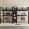 TIRAMISUBEST Twin Size Metal Loft Bed with Double Desk, Double Bed Frame with Charging Station, Wardrobe and Shelves - 3 of 4