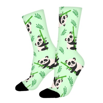 Panda And Bamboo Women Printed Crew Socks Funny Funky Socks Soft Polyester Novelty Gifts for Artists Men