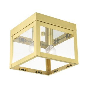 Livex Lighting Nyack 2 - Light Flush Mount in  Satin Brass - 1 of 4