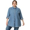 Agnes Orinda Women's Plus Size Lightweight Button Down Denim Long Sleeve Jackets - 3 of 4