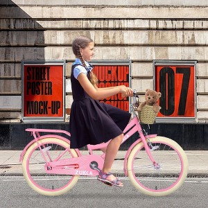 Whisen 20" Girls Bike & Kids Bicycle with Basket, Low frame height for 7-10 Years Old Kids - 1 of 4