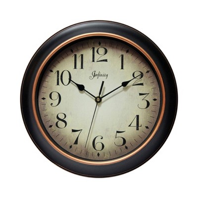 12" Precedent Wall Clock Black/Rose Gold - Infinity Instruments