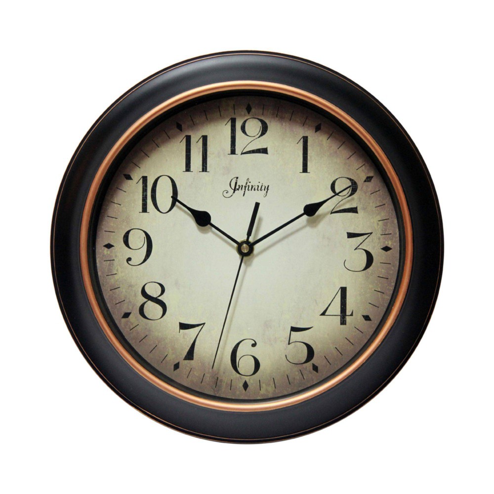 Photos - Wall Clock 12" Precedent  Black/Rose Gold - Infinity Instruments