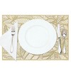 Wrapables Vinyl Metallic Colored Placemats for Weddings, Parties, Special Events (Set of 4), Champagne Rectangle Leaves - 4 of 4