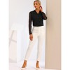 INSPIRE CHIC Women's Point Collar V Neck Mesh Sleeve Button Down Work Office Shirt - 4 of 4