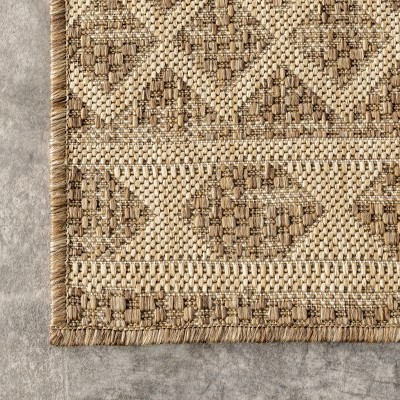 Beige Square Synthetic Easy-Care Indoor/Outdoor Area Rug, 8' x 10'