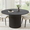 PexFix 52" Solid Wood Round Dining Table Kitchen Table for 4-6 with Tabletop & Concave Cylinder Legs for Living/Dining Room Coffee Office Black - 2 of 4