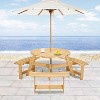 SAINTCY Outdoor Round Picnic Table with Built-in Benches - 3 of 4