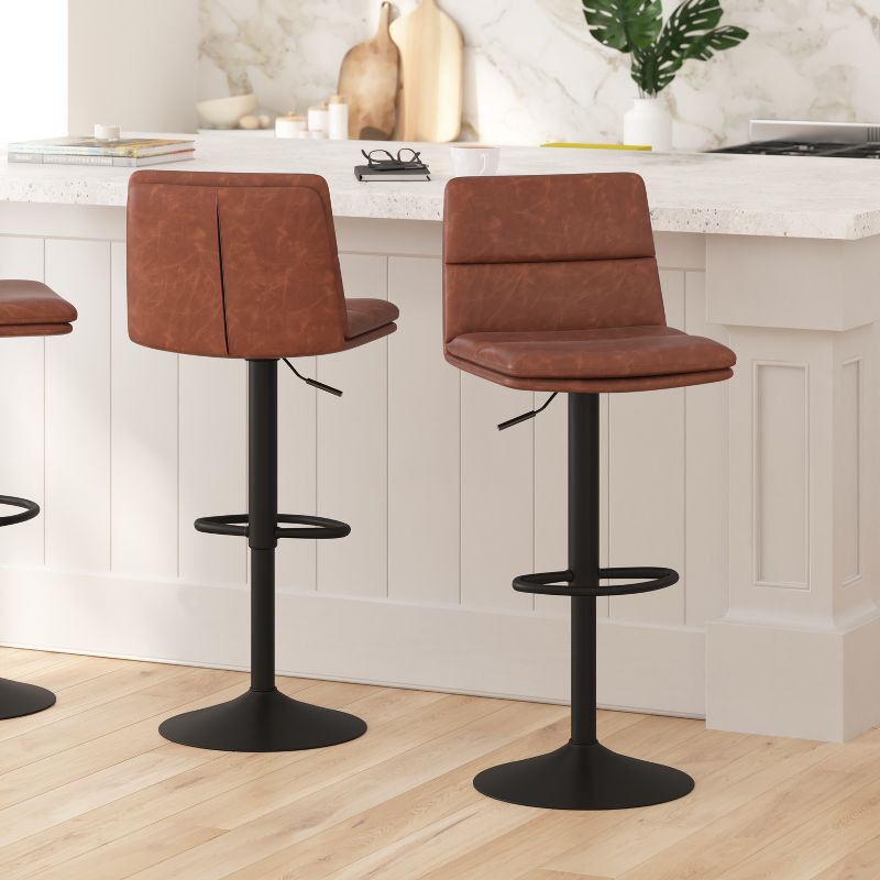 Merrick Lane Modern Upholstered Adjustable Height Stools with Sturdy Iron Bases, 3 of 13
