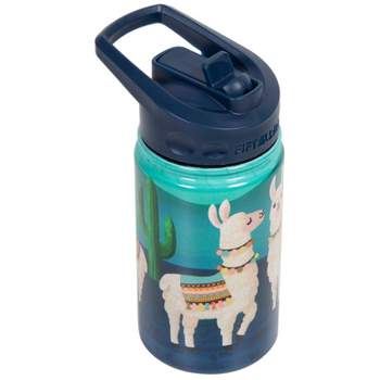 FIFTY/FIFTY 12oz Stainless Steel with PP Lid Kids Bottle with Straw Cap Lama Print