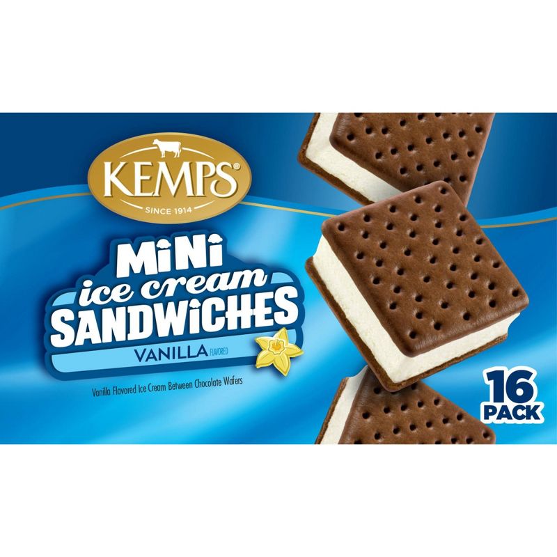 Kemps Mini Vanilla Ice Cream Sandwiches - 16pk, 1 of 7