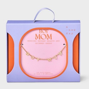 14K Gold Dipped "Boy Mom" Station Necklace - A New Day™ Gold - 1 of 4