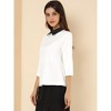 INSPIRE CHIC Women's 3/4 Sleeves Contrast Collar Blouse Tops - 4 of 4