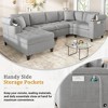 115.7"W U-Shaped Sectional Sofa with Built-in Cup Holders, Storage & USB Ports, Chenille Fabric Oversized Couch - ModernLuxe - 4 of 4