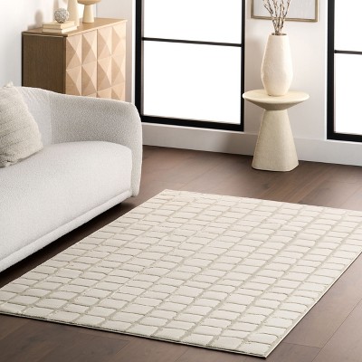 Eunice 2' x 3' Off-White Geometric Washable Area Rug