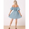 Allegra K Women's Off The Shoulder Casual Puff Sleeve Mini Floral Dress - 4 of 4