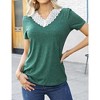 Womens Lace V Neck Short Sleeve Shirts Summer Tunic Blouse for Women T-Shirts - 4 of 4