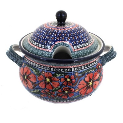 Blue Rose Polish Pottery Jungle Flower Soup Tureen