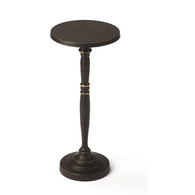 HomeRoots 22" Black Distressed Aluminum Round Pedestal End Table