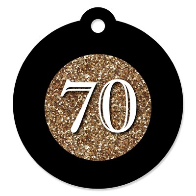 Big Dot of Happiness Adult 70th Birthday - Gold - Birthday Party Favor Gift Tags (Set of 20)