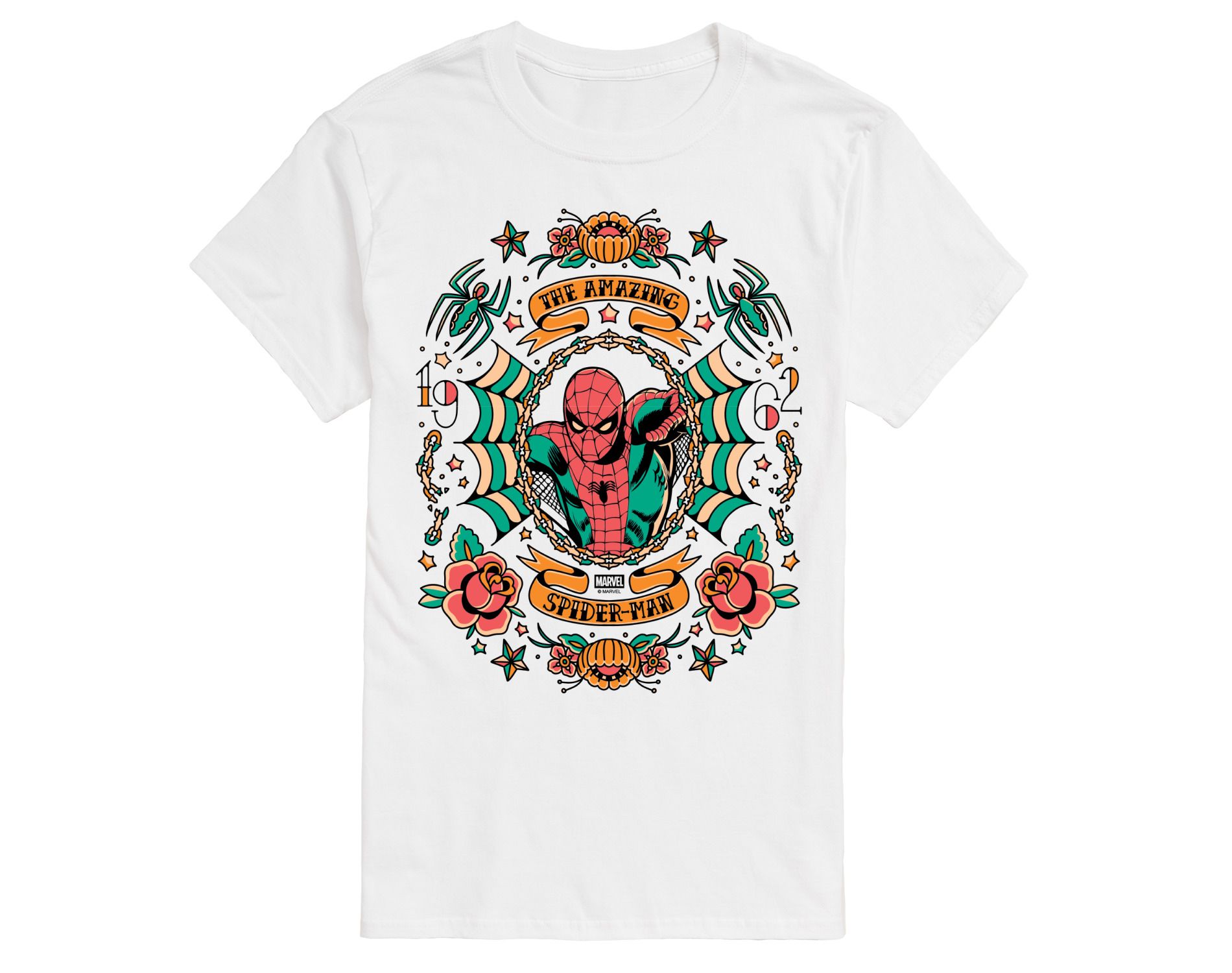 Men's Spider-Man Spider-Man Traditional Art Short Sleeve Graphic T-Shirt - White - 2 X-Large