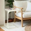 C-Shaped Sofa Table, End Table with Metal Frame, Side Table for Living Room, Bedroom, Cream White - 2 of 4