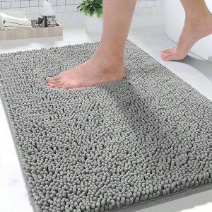 Large Bathroom Rug 36x24, Non - Slip Shaggy Mat, Extra Soft Absorbent, Quick Dry, Machine Washable, Gray - 1 of 4