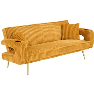 Dexmalle minimalist straight corduroy sofa bed withadjustable in three levels - 1 of 4