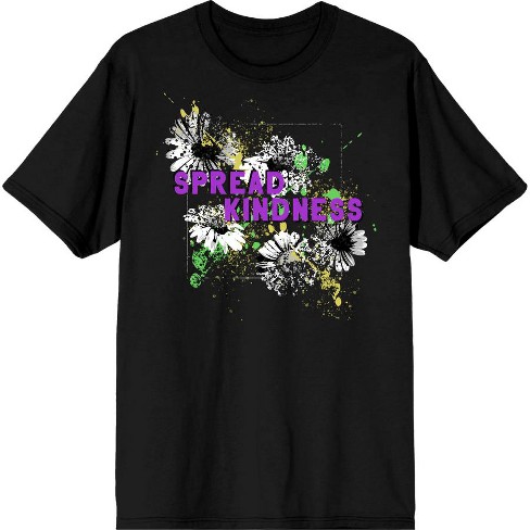 "Spread Kindness" Flowers With Color Splatter Adult Crew Neck Short Sleeve Tee - image 1 of 2