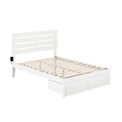 Oxford White Full Bed with Foot Drawer and USB Charger