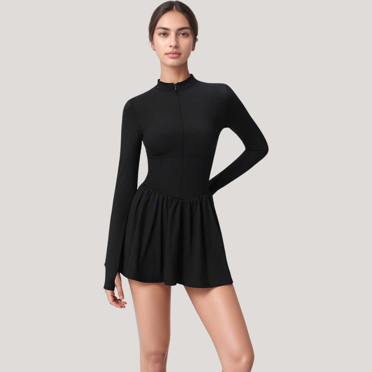 Женские платья Anna-Kaci Active Women's Athletic Dress with Front Zip and Flowy Skirt - Small, Black — фото 4