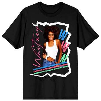 Whitney Houston Tripe W Screen Print Men's Black T-shirt