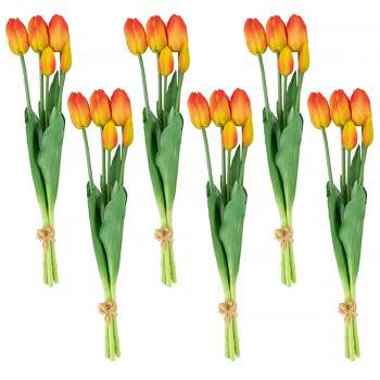Northlight Real Touch™ Red and Yellow Artificial Tulip Floral Bundles, Set of 6 - 18"