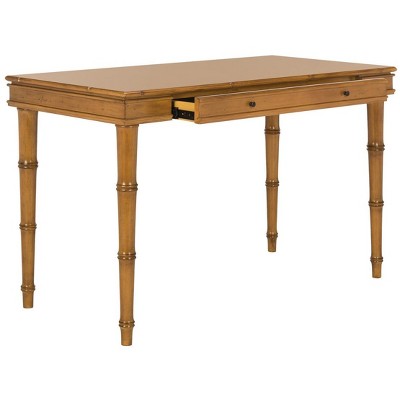 Transitional Bamboo-Inspired Single Drawer Writing Desk - Brown