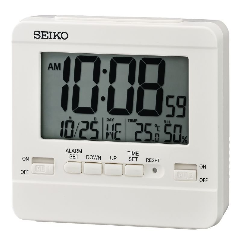 Seiko 3.5" Everything Digital Alarm Clock - White, 1 of 6