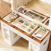 FONTOI 43.3"W Vanity Desk with Large Mirror Three Drawers Two Cabinets and Glass Top for Bedroom Dressing Room, White, 43.3"*16.3"*56.7" - 4 of 4