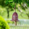 Evergreen Art Glass Speckle Pink Floral Shaped Bell Chime - 2 of 4