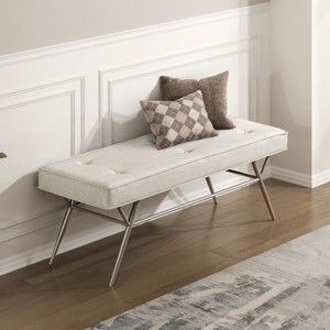 Sapphtopaz Modern Ottoman Bench with Thick Upholstered Entryway Bench with Metal Legs Rectangle Vanity Stool for Living Room, Entryway - 1 of 4