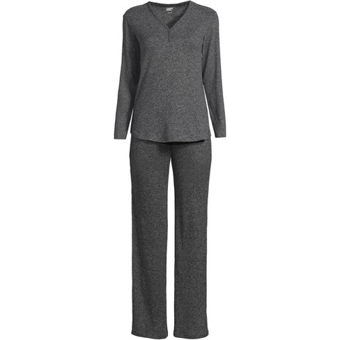 Lands' End Women's Cozy 2 Piece Pajama Set - Long Sleeve Top And